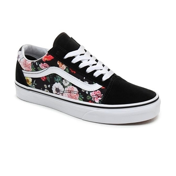 vans fleur noir et blanc