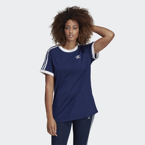 Adidas textile tee shirt 3 stripes tee dkblue dv2592 bleu