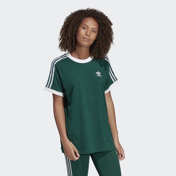 Adidas textile tee shirt 3 stripes tee cgreen dv2590 vert
