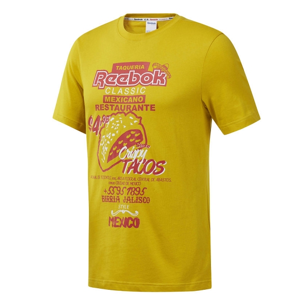 Reebok textile tee shirt cl itl tacos ea3571 jaune