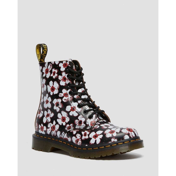 Doc martens bottines et boots 1460 pascal black red pansy fayre multicolore