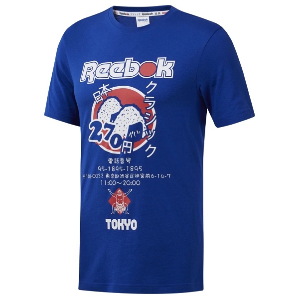 Reebok textile tee shirt cl itl sushi tee ea3573 bleu