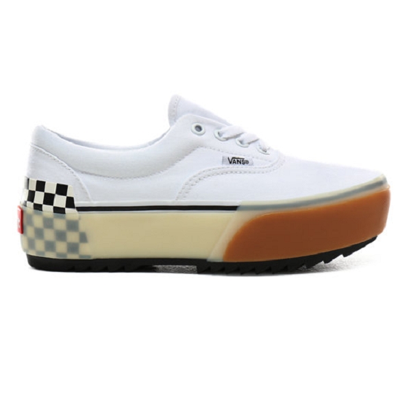 Vans sneakers era stacked white checkerboard blanc