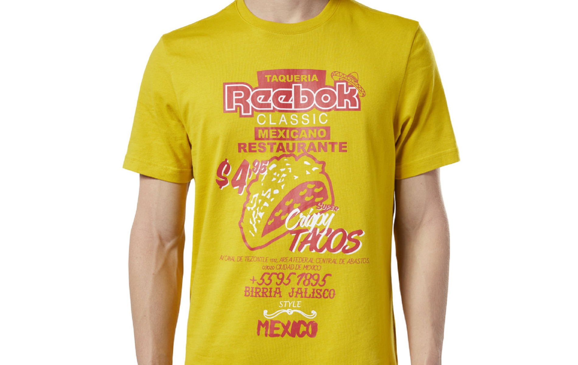 reebok t shirt homme jaune
